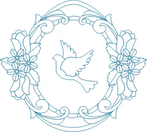 Religious Dove Wreath Machine Embroidery Design