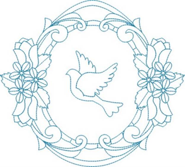 Picture of Religious Dove Wreath Machine Embroidery Design