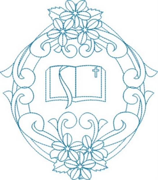 Picture of Religious Bible Wreath Machine Embroidery Design