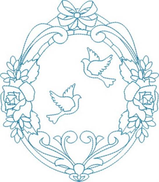 Picture of Religious Doves Wreath Machine Embroidery Design