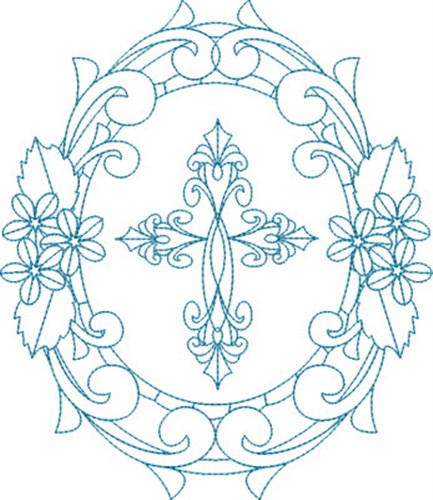 Religious Cross Wreath Machine Embroidery Design