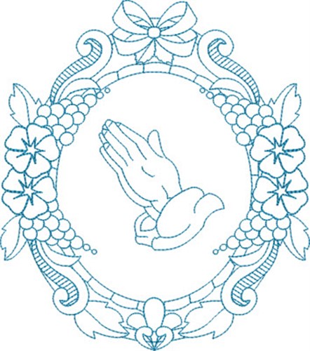 Praying Hands Wreath Machine Embroidery Design