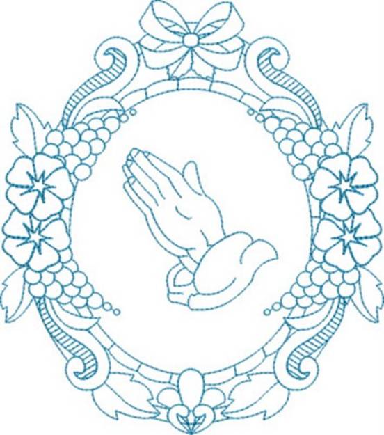 Picture of Praying Hands Wreath Machine Embroidery Design
