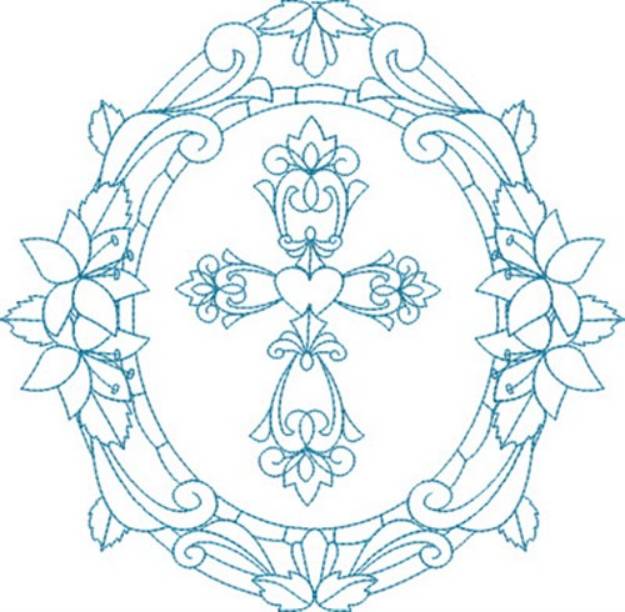 Picture of Religious Cross Frame Machine Embroidery Design