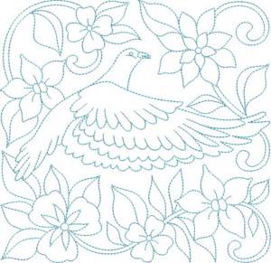 Picture of Bird & Flowers Block Machine Embroidery Design