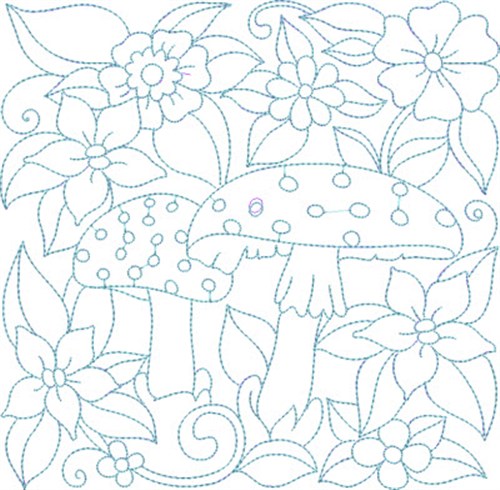 Mushrooms & Flowers Block Machine Embroidery Design