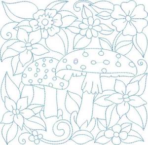 Picture of Mushrooms & Flowers Block Machine Embroidery Design