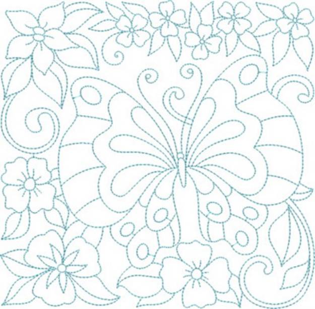 Picture of Flowers & Butterfly Block Machine Embroidery Design