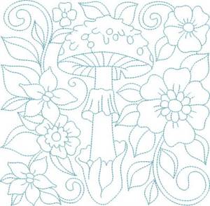 Picture of Mushroom & Flowers Block Machine Embroidery Design