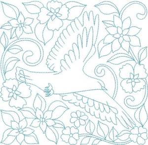 Picture of Flowers & Bird Block Machine Embroidery Design