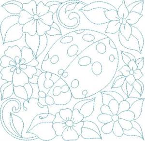 Picture of Ladybug & Flowers Block Machine Embroidery Design