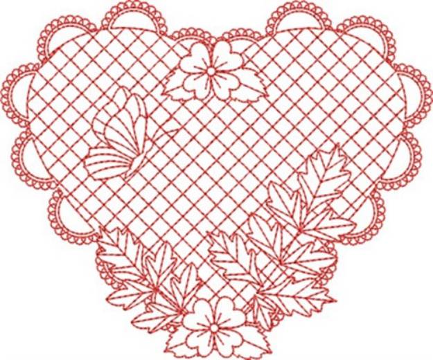 Picture of Redwork Butterfly Heart Machine Embroidery Design