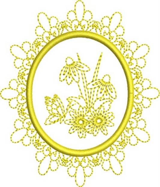 Picture of Butterfly & Flowers Oval Machine Embroidery Design