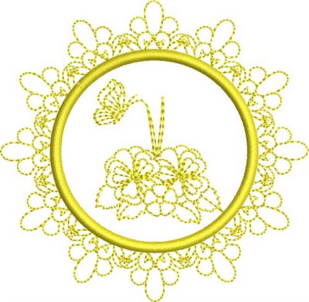 Picture of Yellow Butterfly Circle Machine Embroidery Design