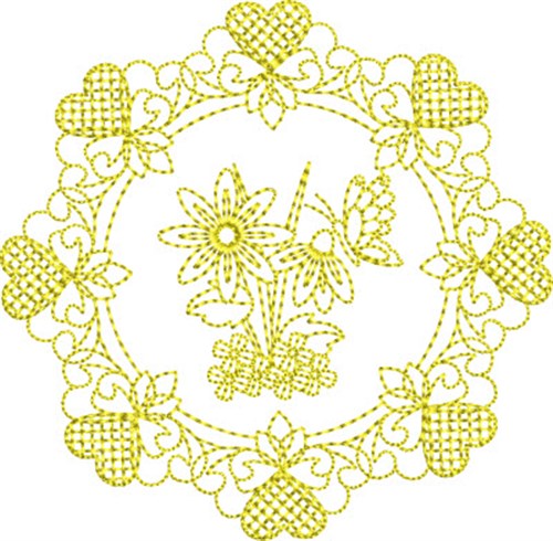 Hearts & Butterfly Circle Machine Embroidery Design