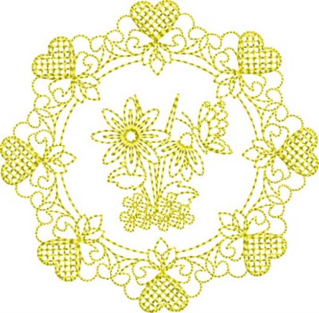 Picture of Hearts & Butterfly Circle Machine Embroidery Design