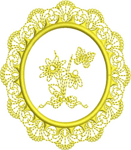 Yellow Butterfly Circle Machine Embroidery Design