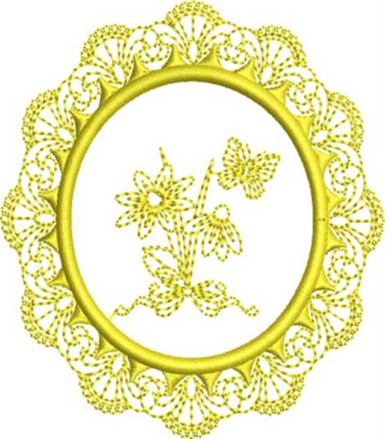 Picture of Yellow Butterfly Circle Machine Embroidery Design