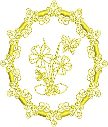 Yellow Butterfly Frame Machine Embroidery Design