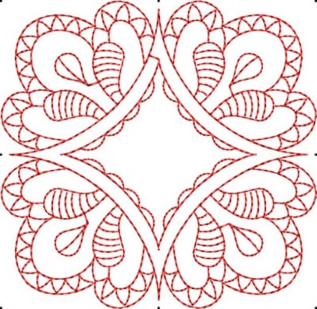 Picture of Redwork Floral Block Machine Embroidery Design