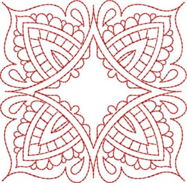 Picture of Redwork Floral Block Machine Embroidery Design