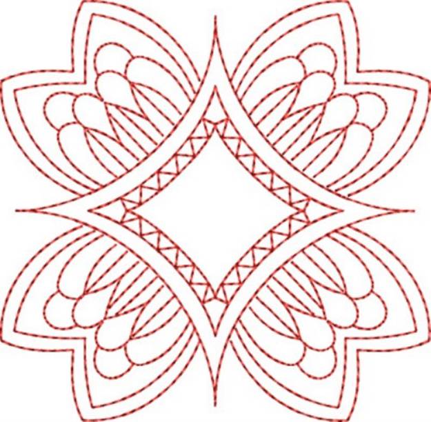 Picture of Redwork Flower Block Machine Embroidery Design