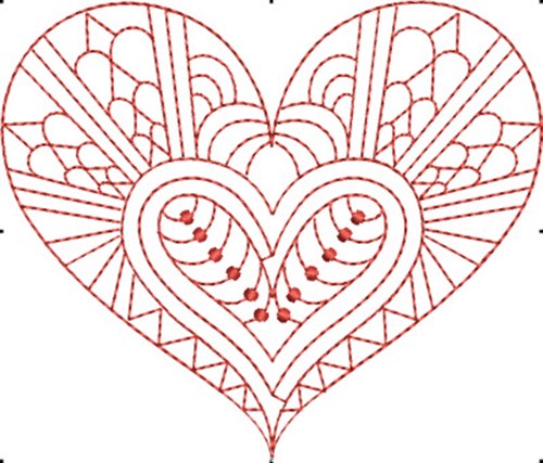 Redwork Hearts Machine Embroidery Design