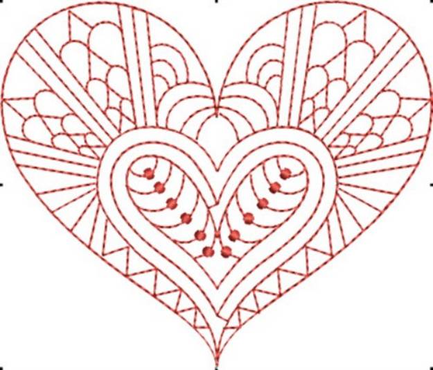 Picture of Redwork Hearts Machine Embroidery Design
