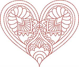 Picture of Redwork Heart Machine Embroidery Design