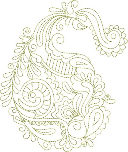 Paisley Floral Drop Machine Embroidery Design