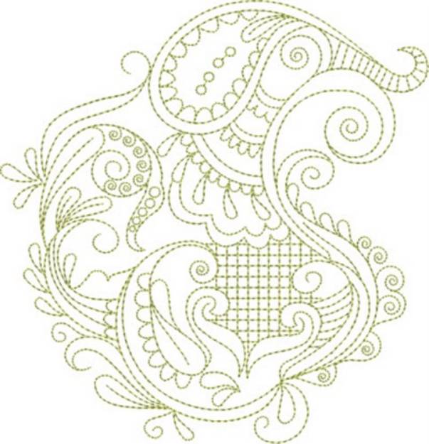 Picture of Swirly Paisley Flowers Machine Embroidery Design