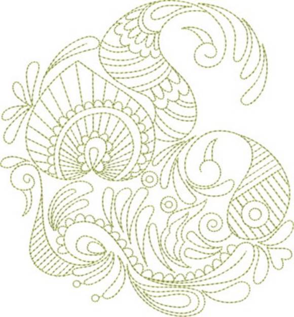 Picture of Paisley Floral Drop Machine Embroidery Design