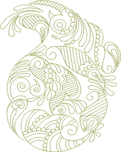 Swirly Paisley Flowers Machine Embroidery Design