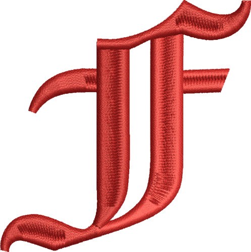 Grand English Monogram F Machine Embroidery Design