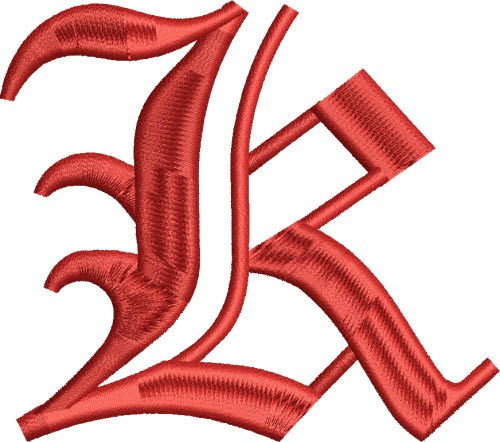 Grand English Monogram K Machine Embroidery Design