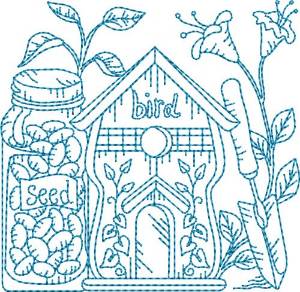 Picture of Garden Birdhouse Block Machine Embroidery Design