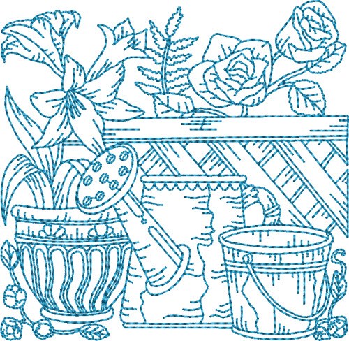 Garden Tools Block Machine Embroidery Design