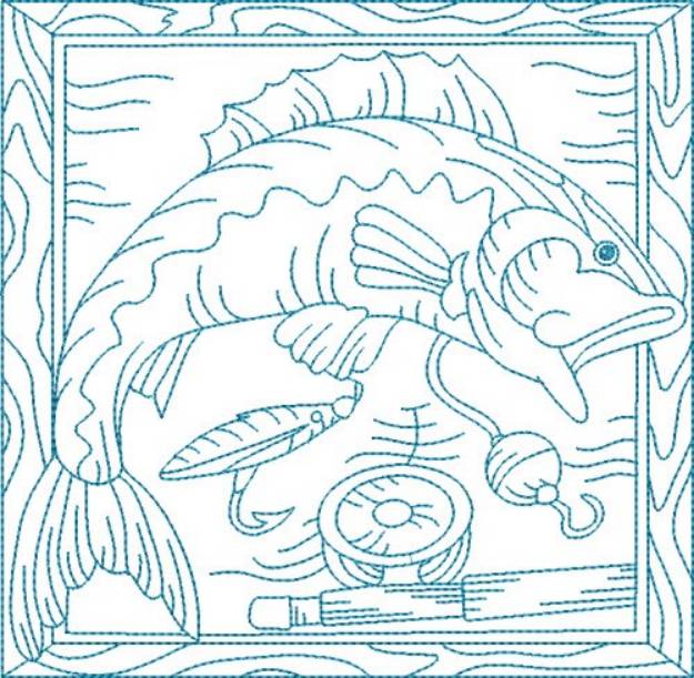 Picture of Bluework Fish Block Machine Embroidery Design