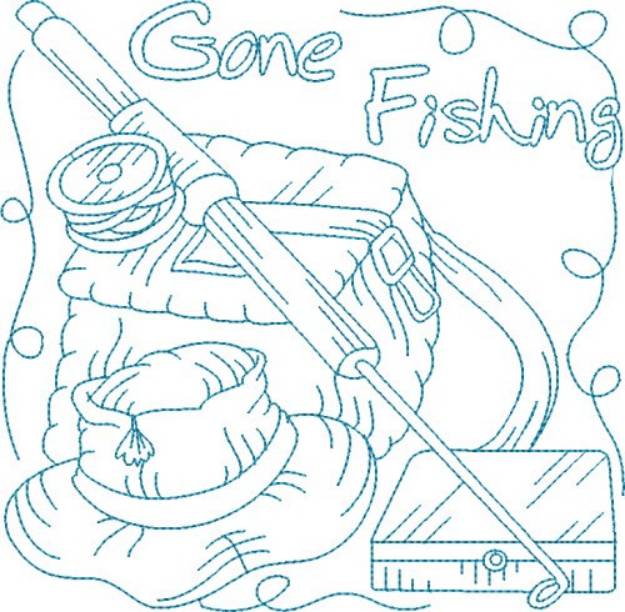 Picture of Bluework Gone Fishing Machine Embroidery Design