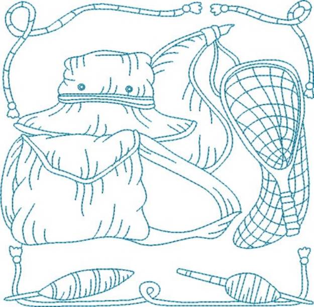 Picture of Bluework Fishing Tools Machine Embroidery Design
