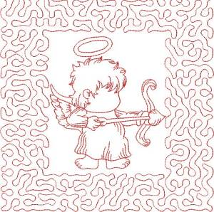 Picture of Redwork Angel Block Machine Embroidery Design