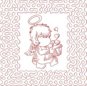 Picture of Redwork Angel Block Machine Embroidery Design