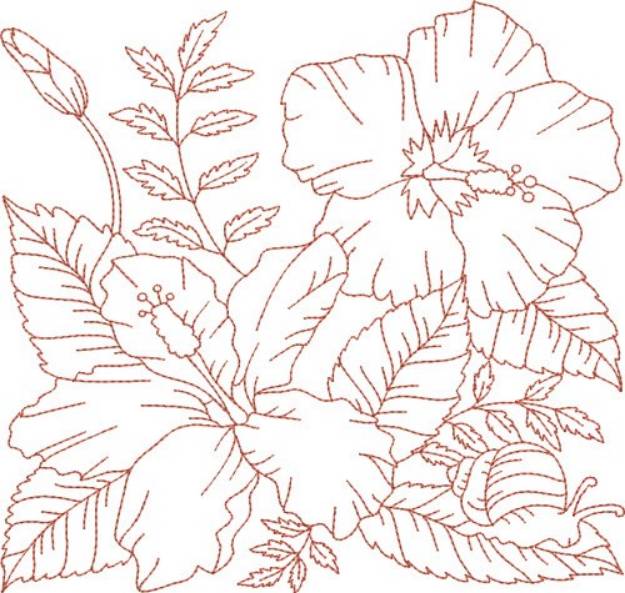 Picture of Redwork Snail & Flowers Machine Embroidery Design
