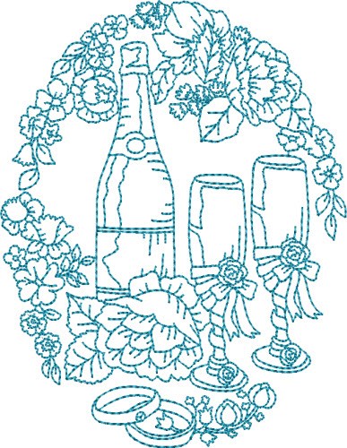 Happy Ever After Bluework Quilt Block Machine Embroidery Design