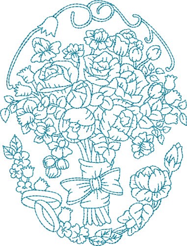 Happy Ever After Bluework Quilt Block Machine Embroidery Design
