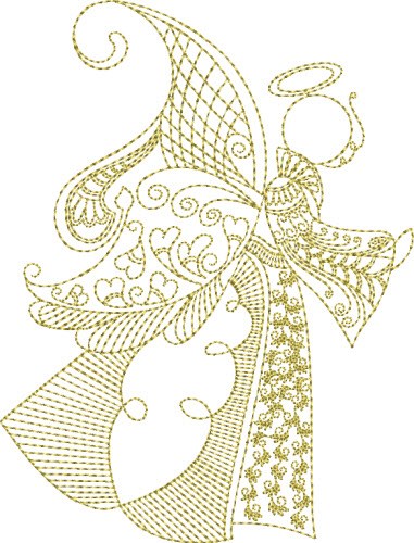 Elegant Angel Quilt Block/Tea Towel Machine Embroidery Design