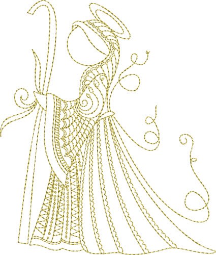 Elegant Angel Quilt Block/Tea Towel Machine Embroidery Design