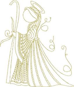 Picture of Elegant Angel Quilt Block/Tea Towel Machine Embroidery Design