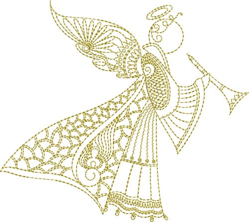 Trumpet Angel Machine Embroidery Design