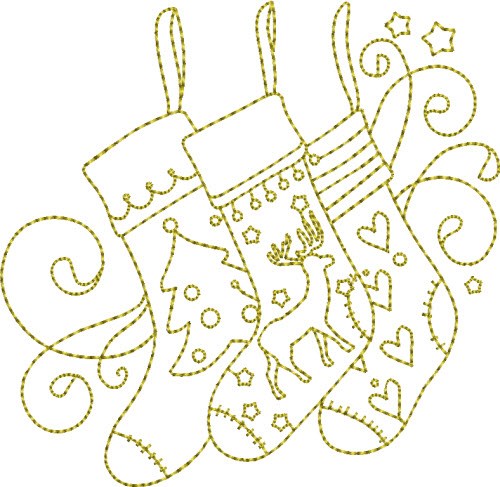 Christmas Time Stockings Machine Embroidery Design